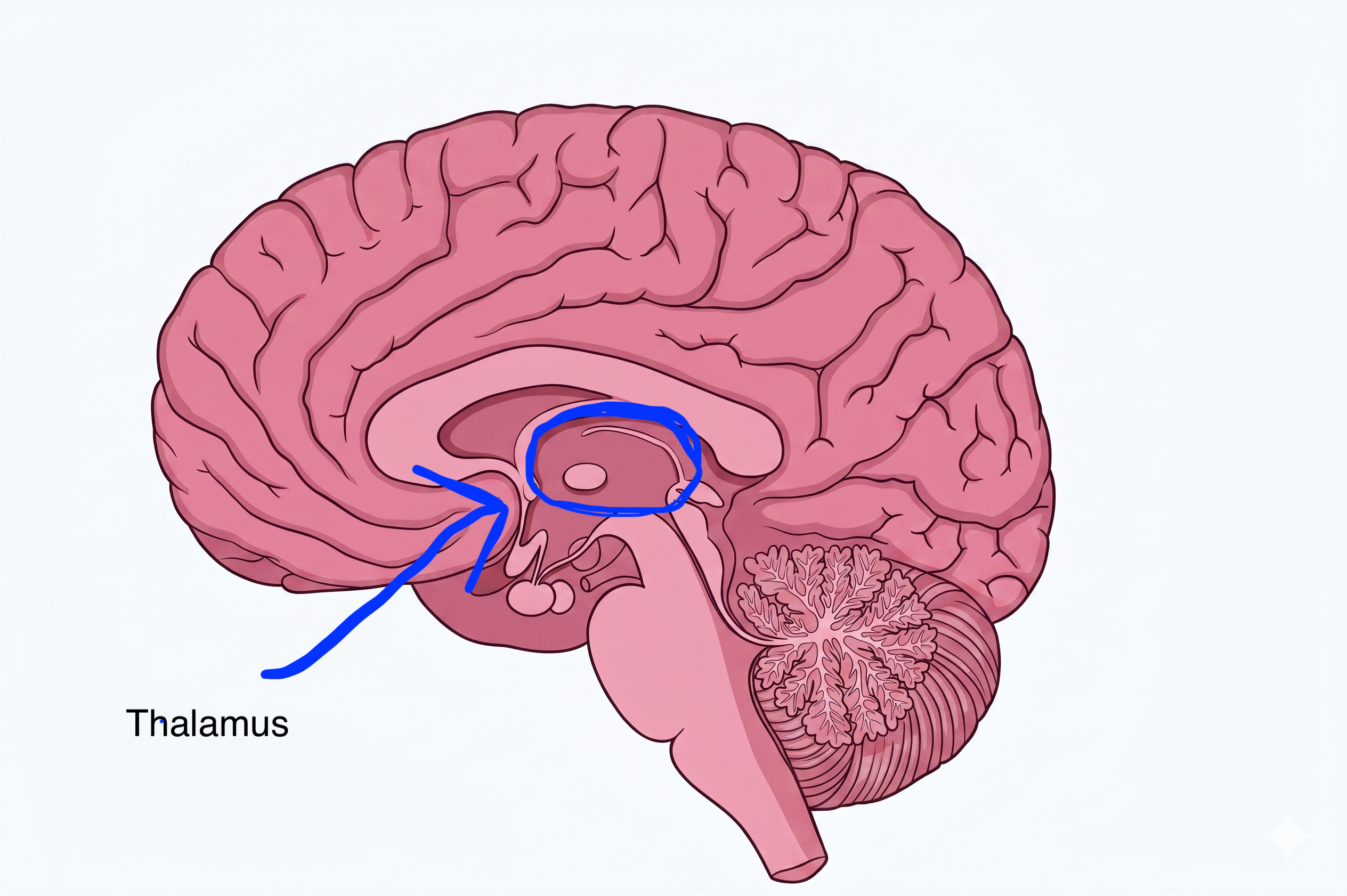 Thalamus location in brain